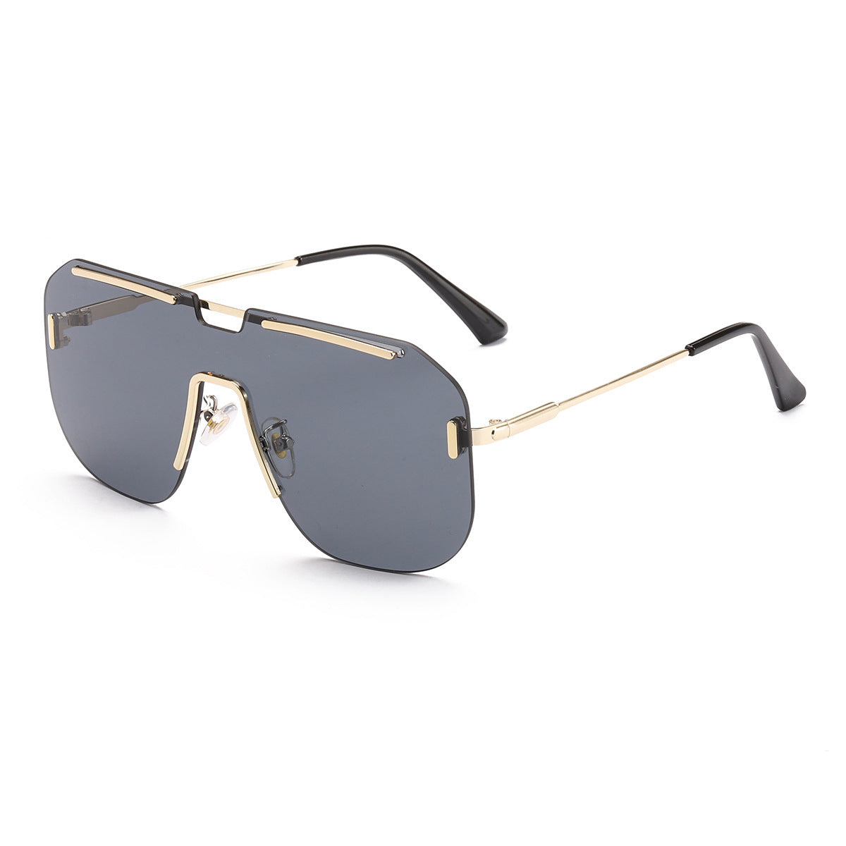 Wholesale PC Mirror Frameless Integrated Large Frame Men's Sunglasses